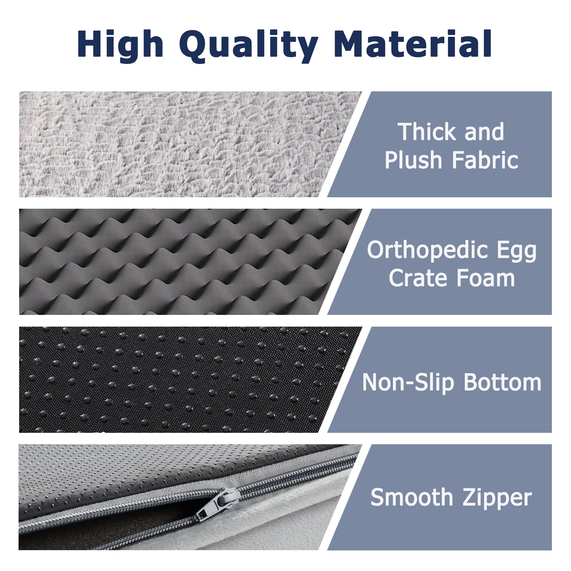 Gadvera Large Orthopedic Dog Bed - U-Shape Bolster, Washable Cover, Waterproof, 106x76x19cm - Grey