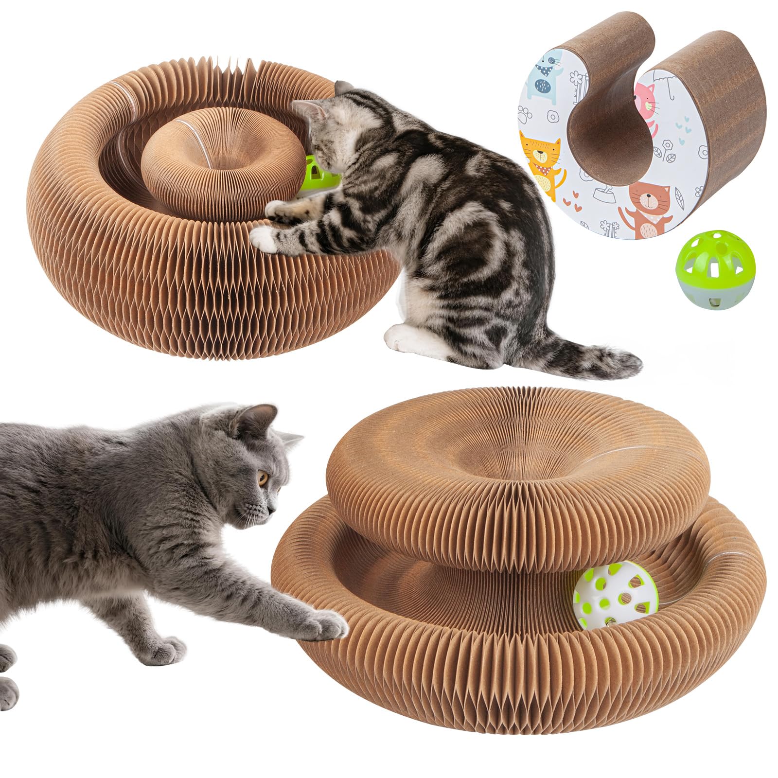 Gadvera Magic Cat Scratcher & Play Track with Ball - Curly Scratching Ring