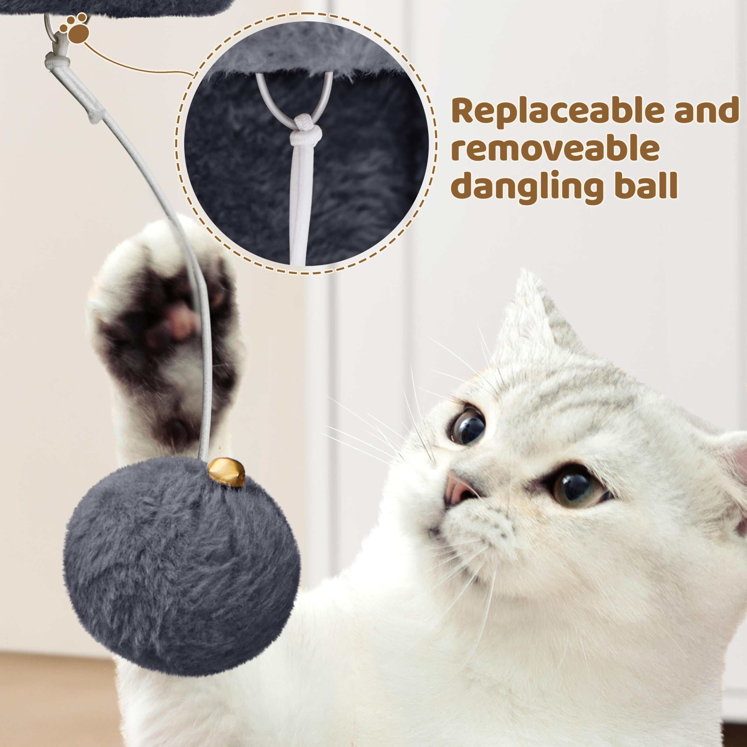 Gadvera 59cm Cat Tree - Scratching Post, Condo & Hanging Ball - Dark Grey