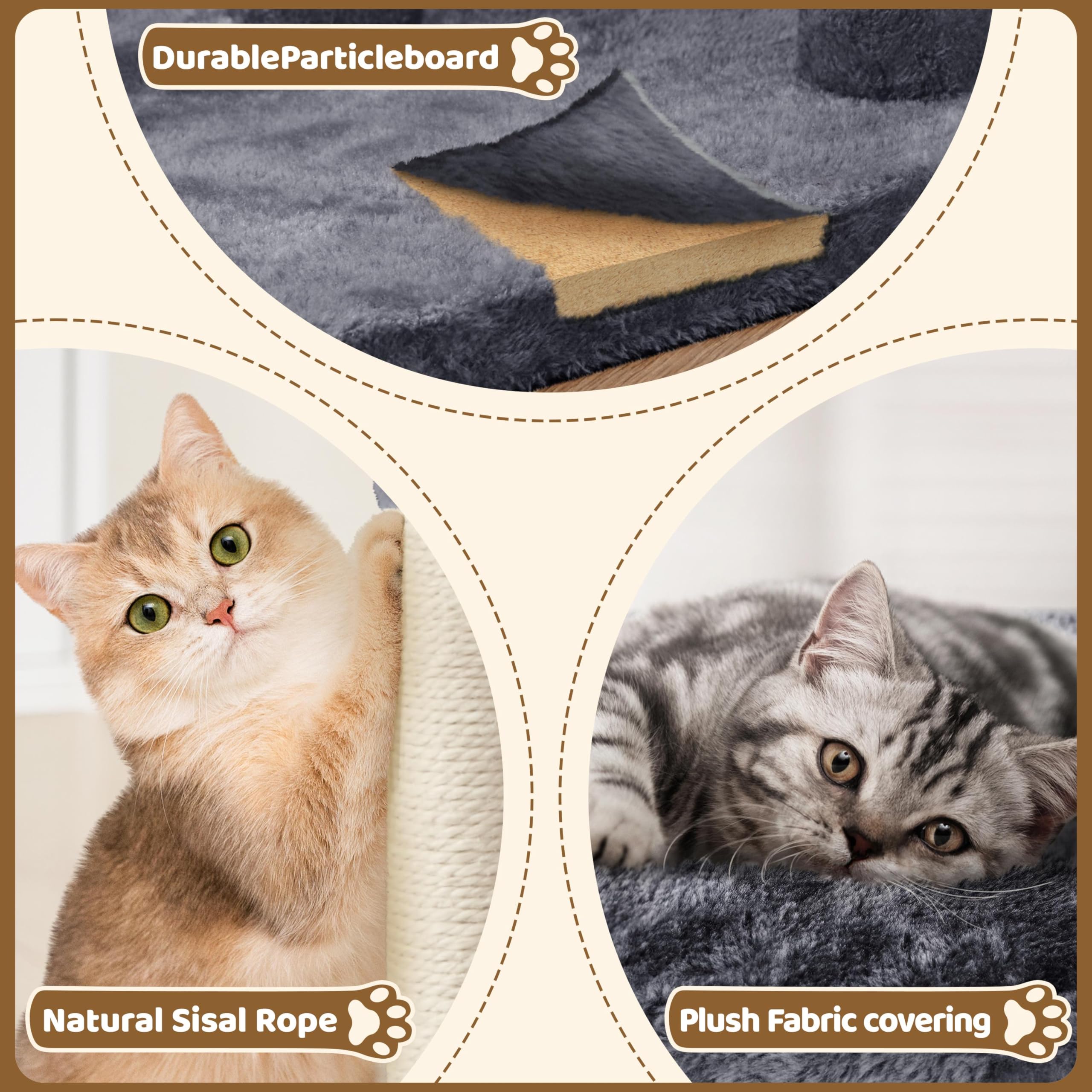 Gadvera 59cm Cat Tree - Scratching Post, Condo & Hanging Ball - Dark Grey