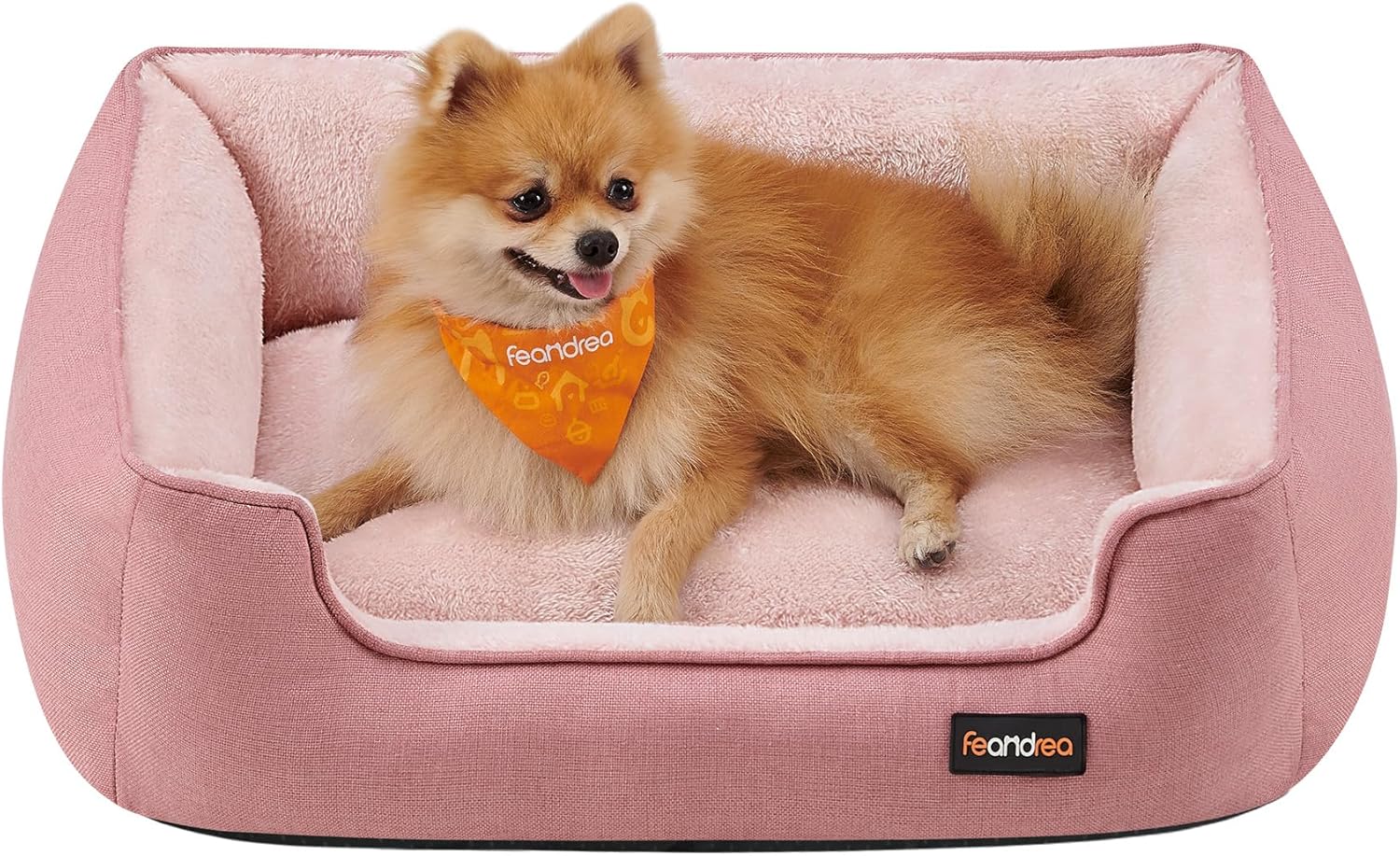 Gadvera Dog Bed - Linen-Look, Raised Edges, Non-Slip, Washable Cover, L (90x75x25cm)