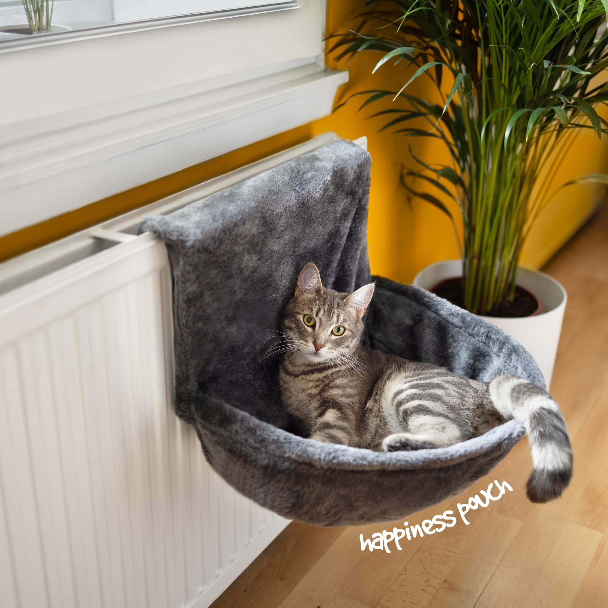 Gadvera Deluxe Radiator Cat Bed - Fleece Hammock with Iron Frame - Grey