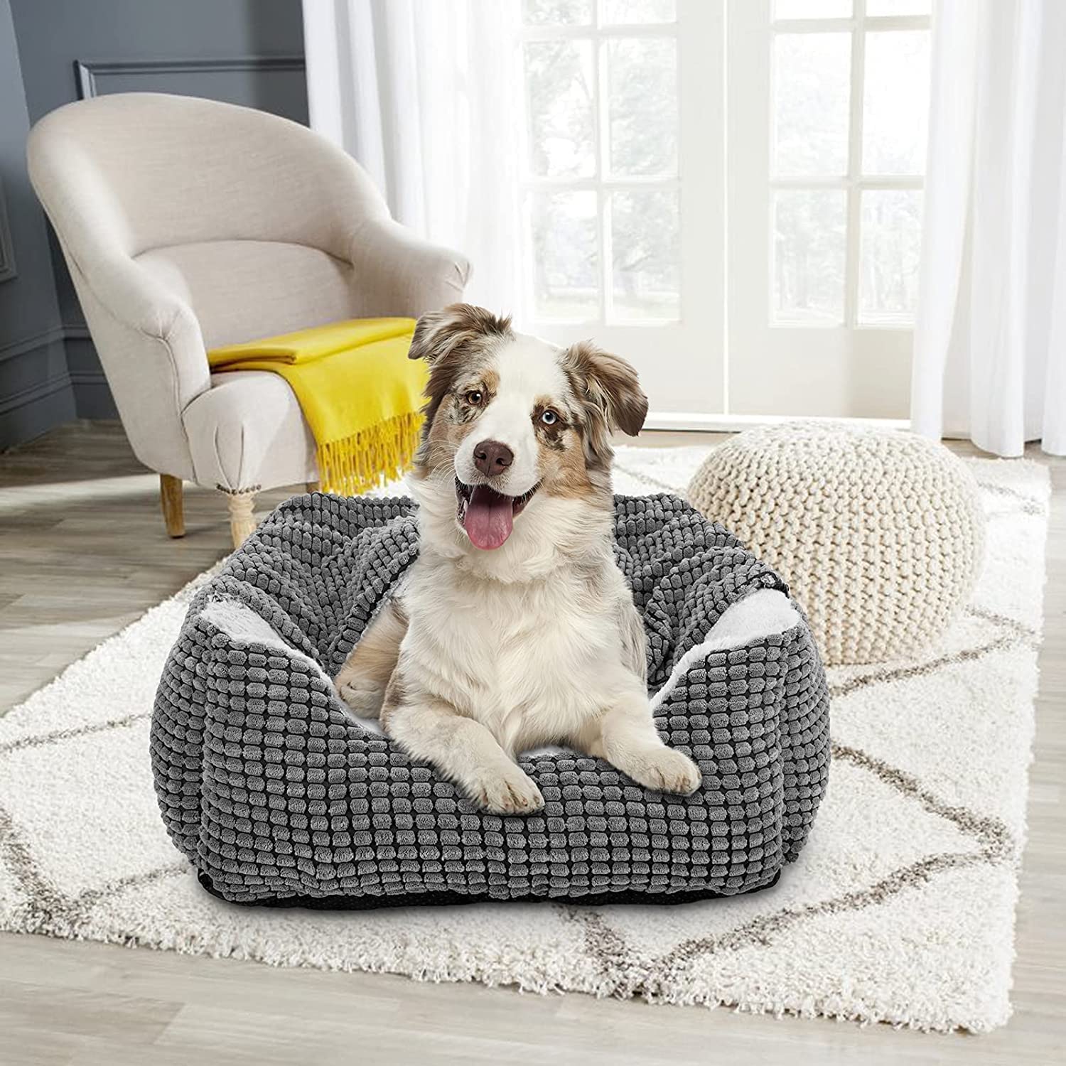 Gadvera Hooded Dog Bed - Warm Pet Cave, Washable, Fits Dogs Up to 60lbs