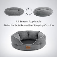 Gadvera Round Cat Bed - Washable, Slip-Resistant, Reversible Cushion