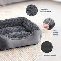 Gadvera Medium Dog Bed - Washable Plush, Non-Slip, Grey - Small, Medium, Large