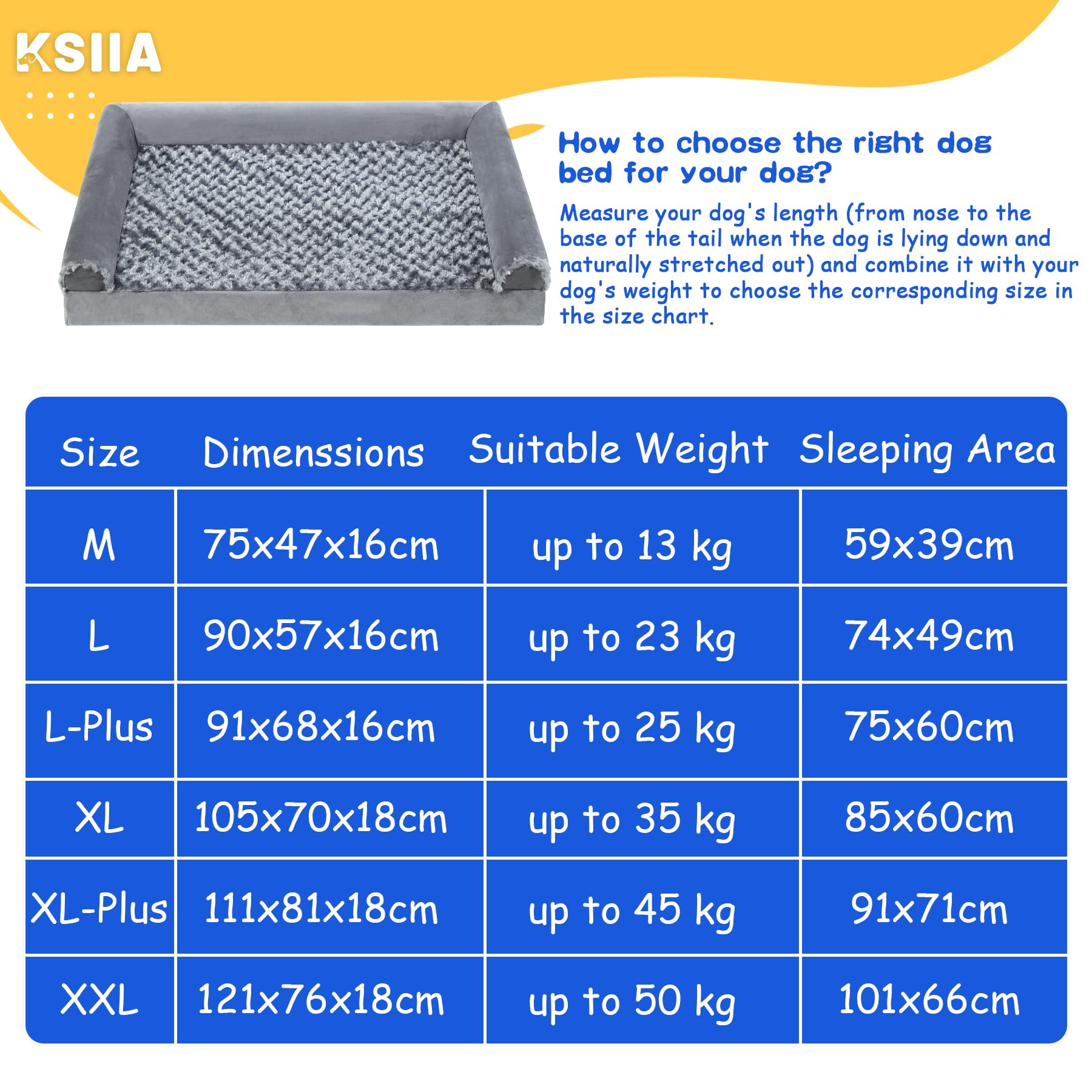 Gadvera Large Orthopedic Dog Bed - U-Shape Bolster, Waterproof, Washable Cover, 90x57x16cm - Grey