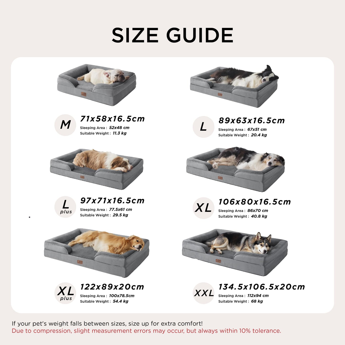 Gadvera Large Orthopedic Dog Bed Sofa - Washable, U-Shape Bolster, Waterproof