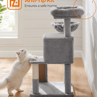 Gadvera Cat Tree - Widened Perch for Large Cats - Light Grey