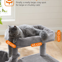 Gadvera Cat Tree - Widened Perch for Large Cats - Light Grey