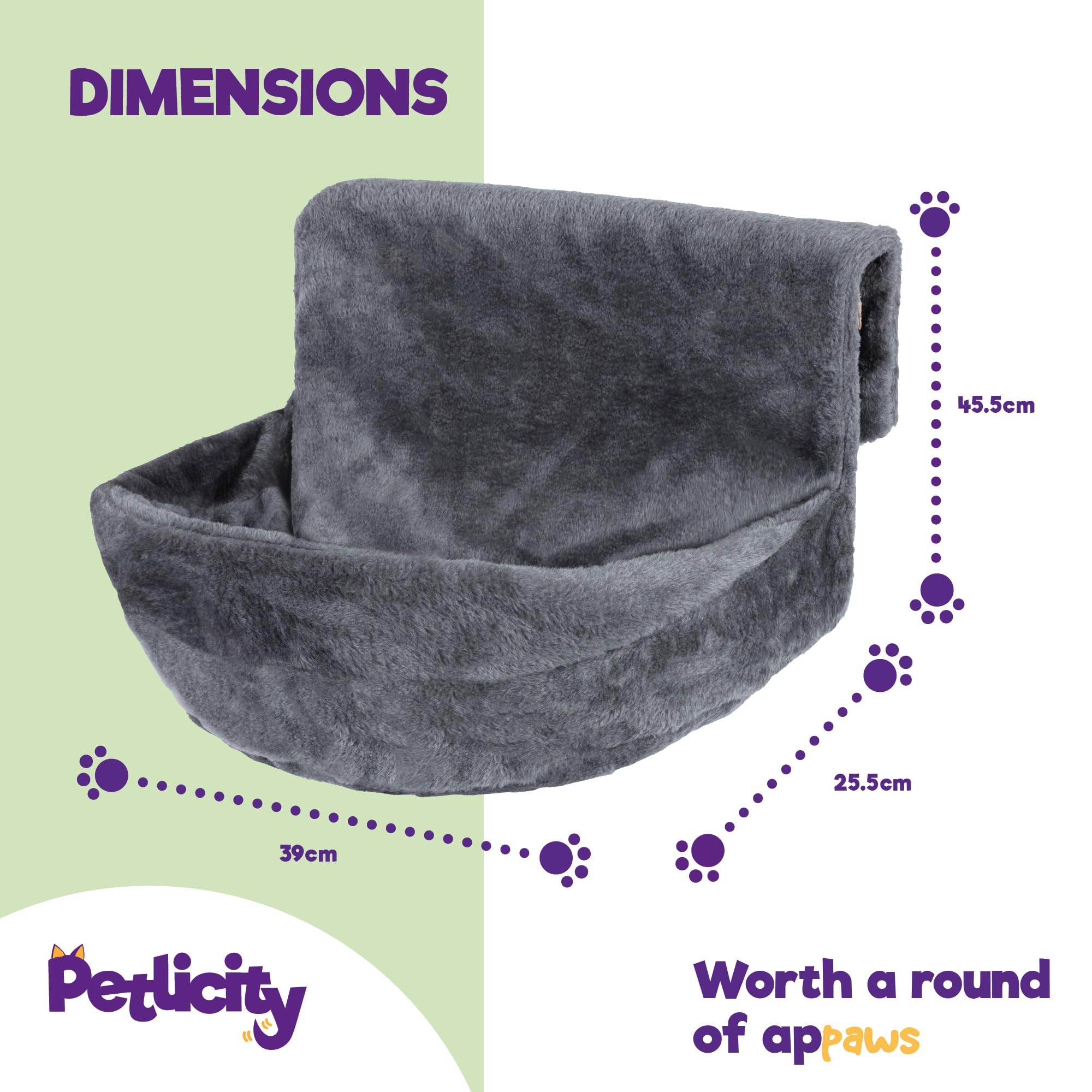 Gadvera Deluxe Radiator Cat Bed - Fleece Hammock with Iron Frame - Grey