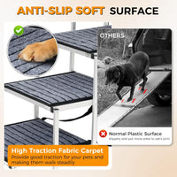 Gadvera™ Extra-Wide Aluminum Dog Ramp – Non-Slip 4-Step Folding Pet Stairs for Cars, SUVs & Trucks | Lightweight, Easy to Fold, with Carpet Surface for Safe Travel