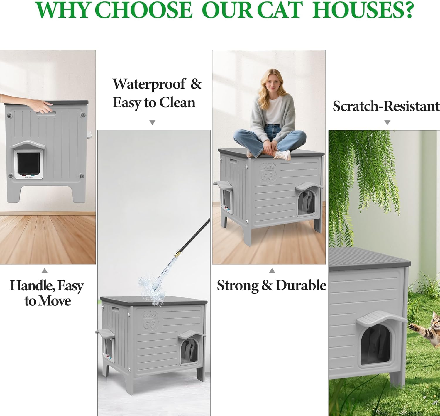 Gadvera™ Outdoor & Indoor Cat House – Durable Plastic Kitty Shelter | Waterproof Pet Bed for Small & Medium Cats & Puppies