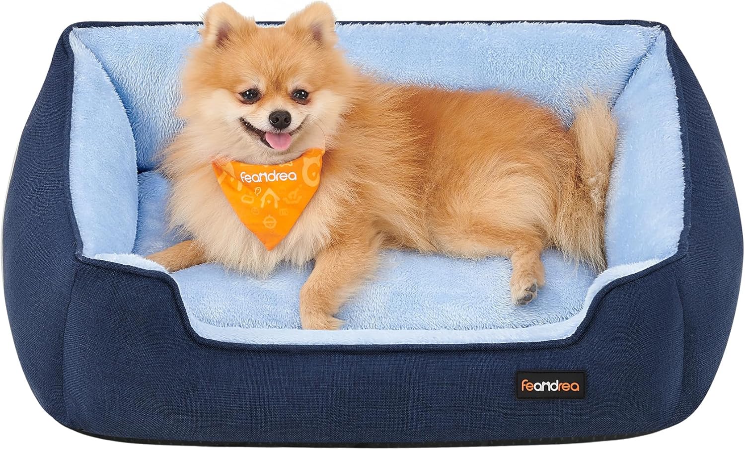 Gadvera Dog Bed - Linen-Look, Raised Edges, Non-Slip, Washable Cover, L (90x75x25cm)