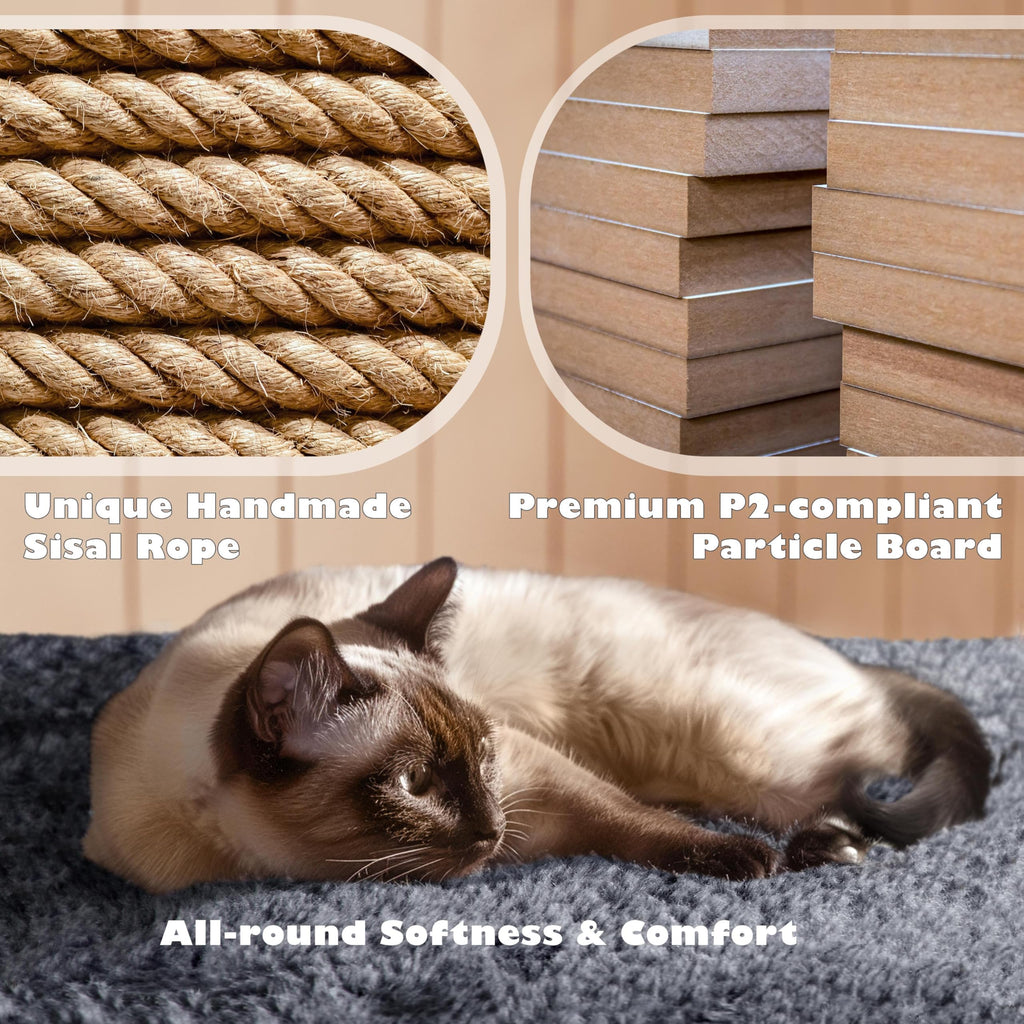 Gadvera 138.5cm Cat Tree - Scratching Posts, Condos & Ladder - Dark Grey