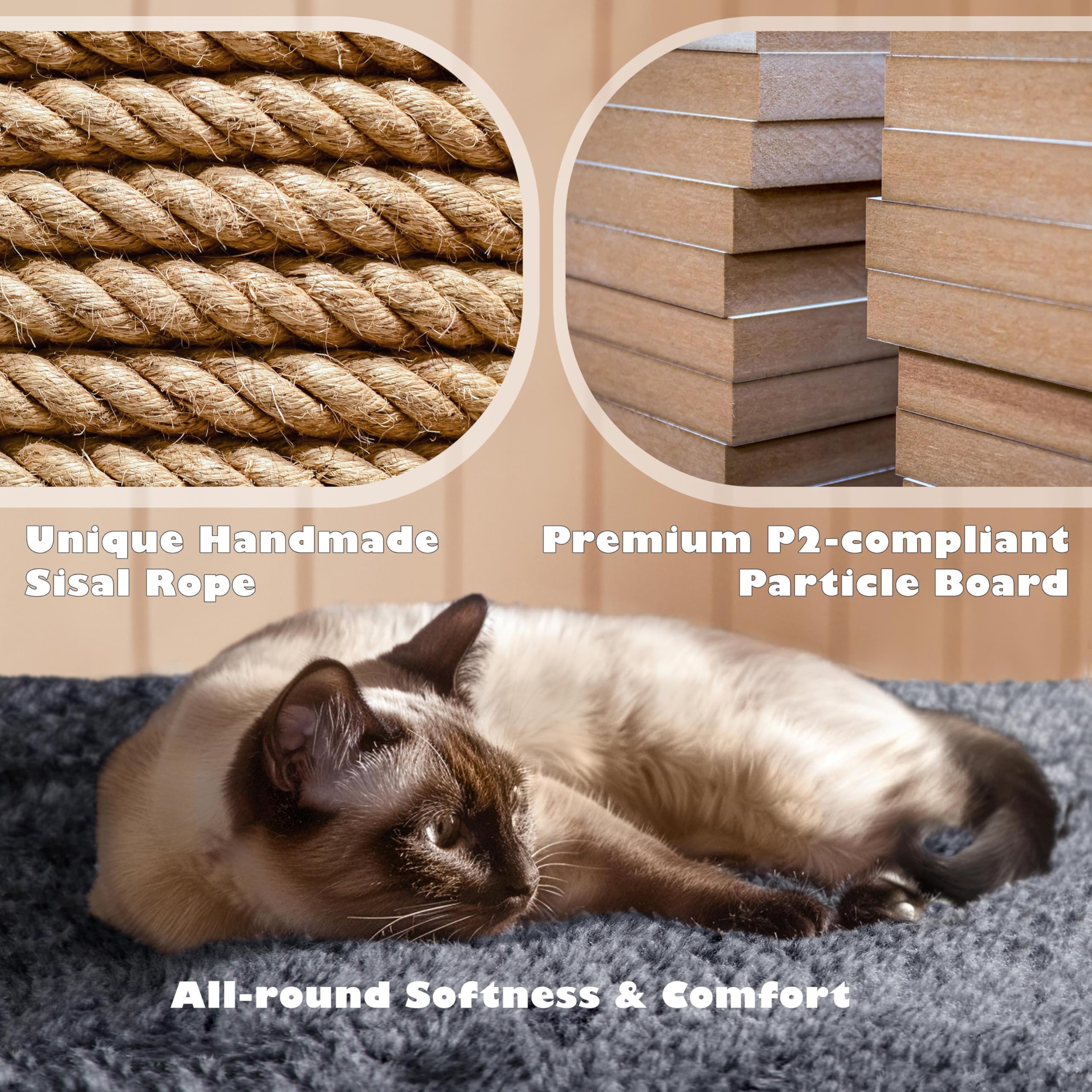 Gadvera 138.5cm Cat Tree - Scratching Posts, Condos & Ladder - Dark Grey