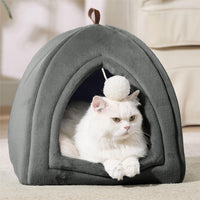 Gadvera Cat Cave Bed - Hooded Flannel Igloo, Foldable, Washable Cushion