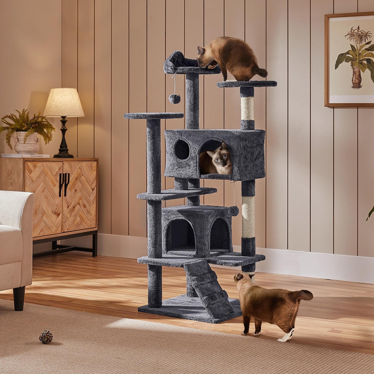 Gadvera 138.5cm Cat Tree - Scratching Posts, Condos & Ladde
