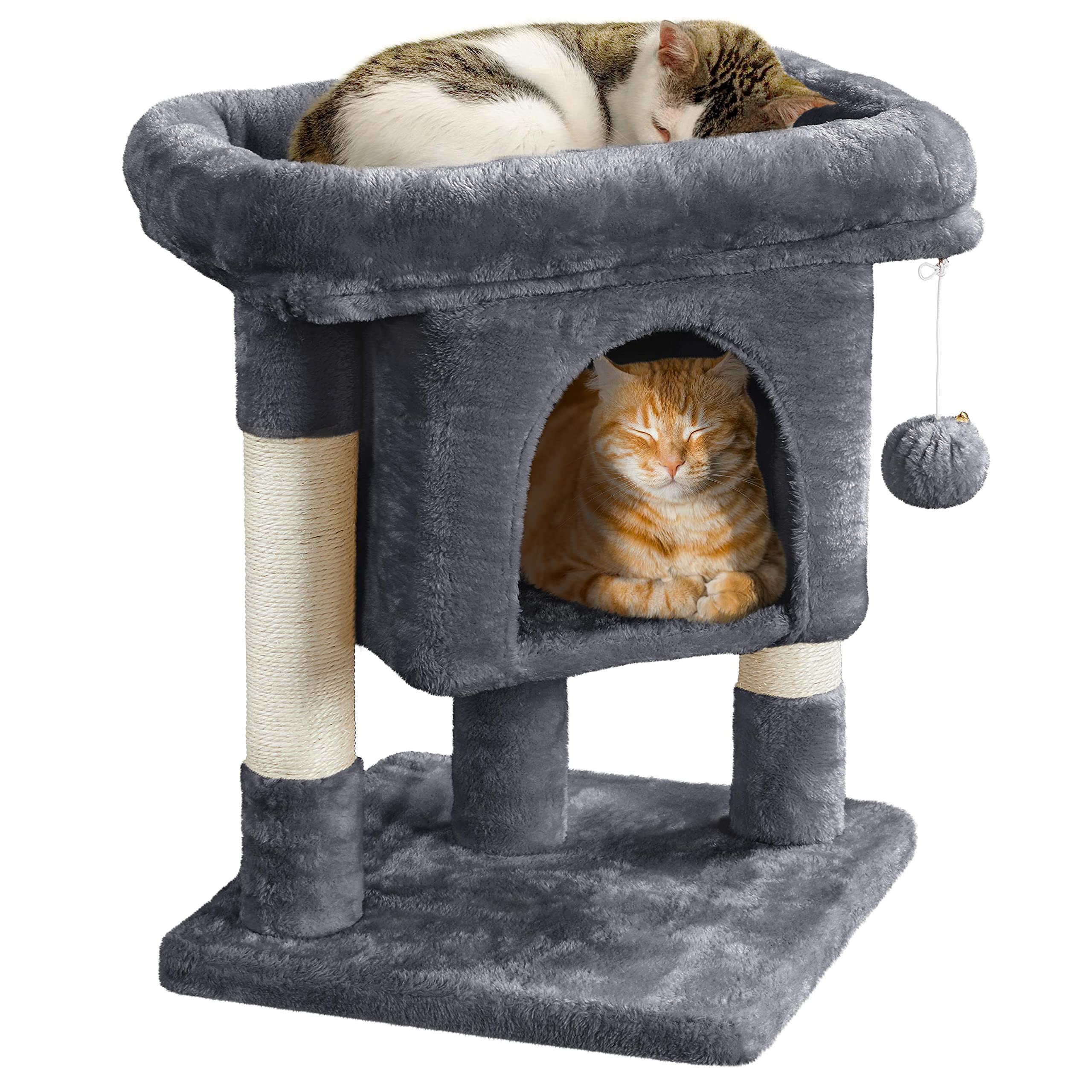 Gadvera 59cm Cat Tree - Scratching Post, Condo & Hanging Ball - Dark Grey