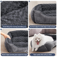 Gadvera Medium Dog Bed - Washable Plush, Non-Slip, Grey - Small, Medium, Large