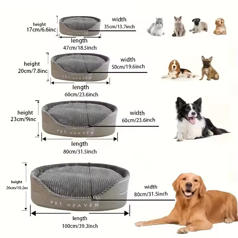 Anti-Anxiety Calming Dog Bed - Plush Orthopedic Pet Sofa with Arch Design - Removable Washable Cover - Non-Slip Bottom for Dogs & Cats