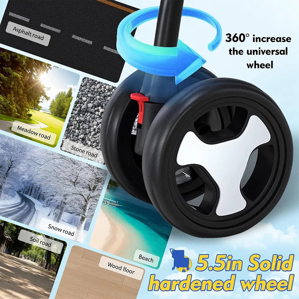 Lightweight Foldable Double-Layer Pet Stroller – Breathable & Ventilated Dog & Cat Travel Cart | Outdoor Multifunctional Pet Carrier with Storage Basket