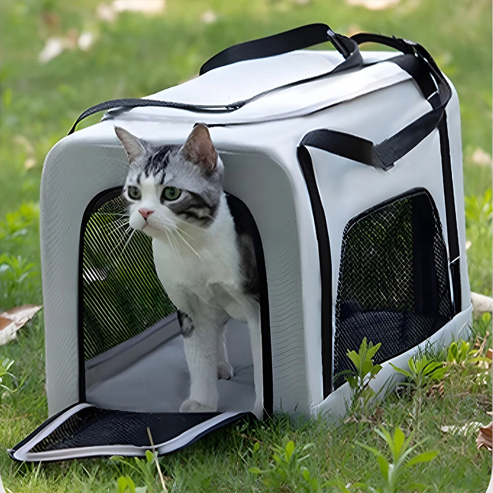 Lightweight Foldable Double-Layer Pet Stroller – Breathable & Ventilated Dog & Cat Travel Cart | Outdoor Multifunctional Pet Carrier with Storage Basket