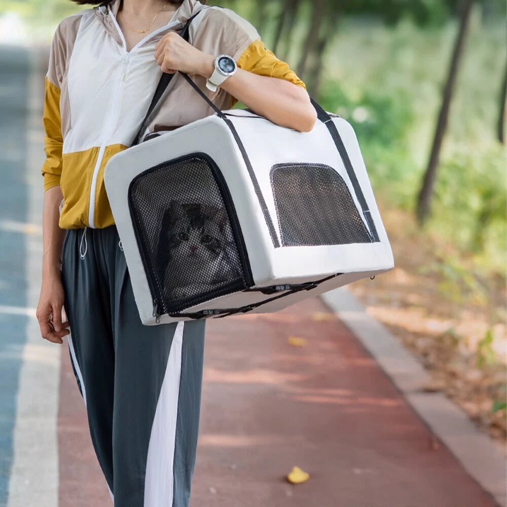 Lightweight Foldable Double-Layer Pet Stroller – Breathable & Ventilated Dog & Cat Travel Cart | Outdoor Multifunctional Pet Carrier with Storage Basket